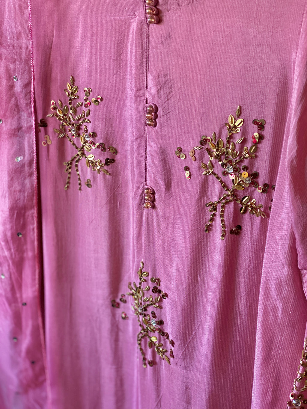 “Nureh” |  Long Shirt & Trouser Set in Raw Silk