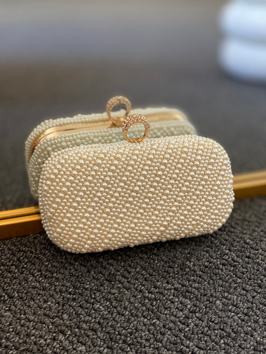 White Clutch with Full Pearl Detailing