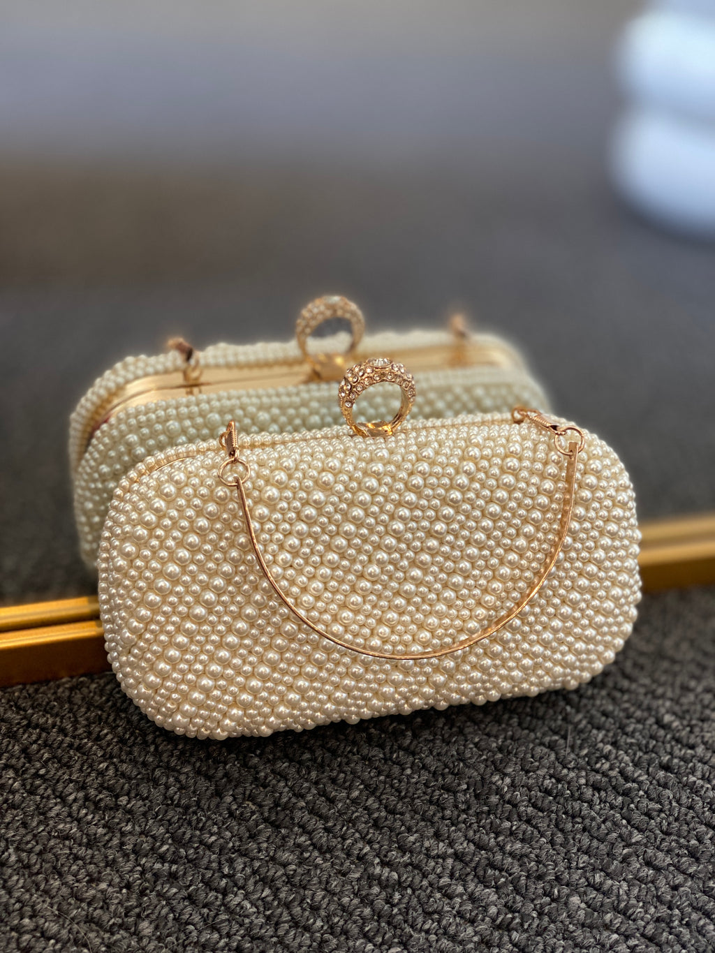 White Clutch with Full Pearl Detailing